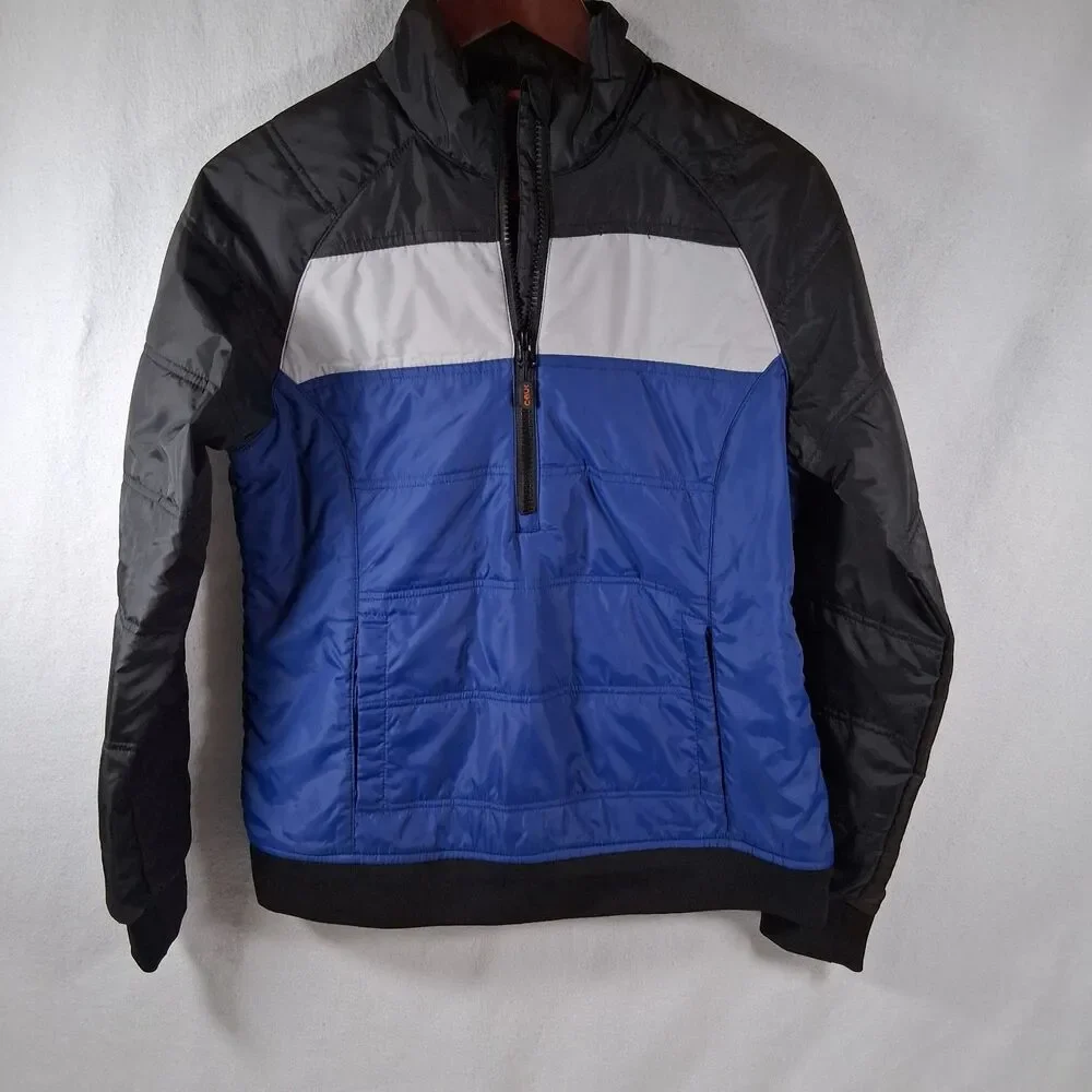 CBUK by Cutter & Buck Men's Colorblock Hybrid Quarter-Zip Puffer Pullover Jacket